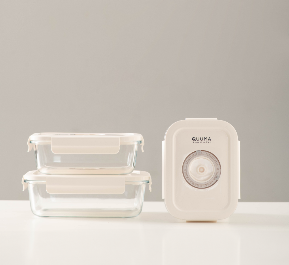 Quuma NegativeVAC Vacuum Glass Container Food Storage Lunch Box