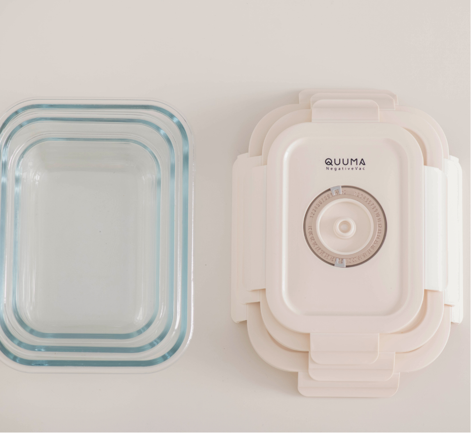 Quuma NegativeVAC Vacuum Glass Container Food Storage Lunch Box