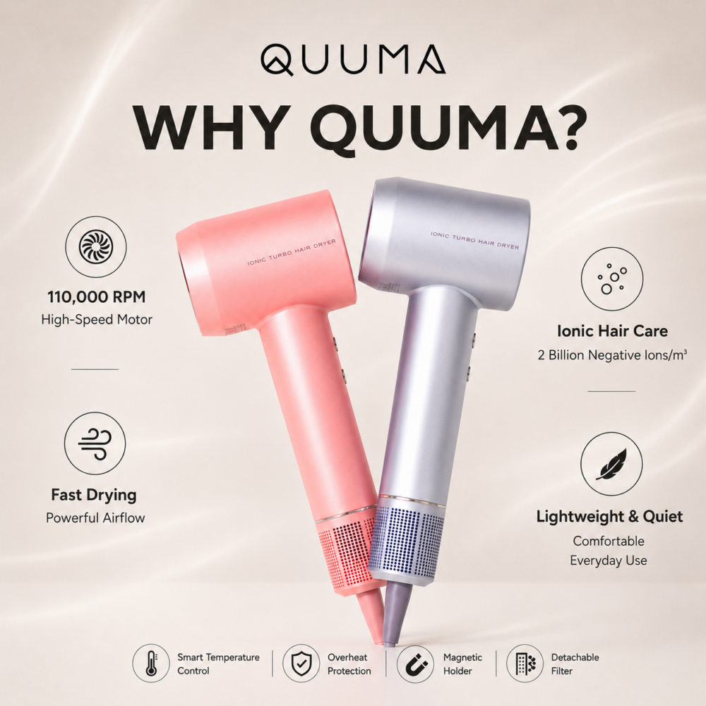 QUUMA Ionic Turbo Hair Dryer High Speed Brushless Motor