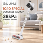 10.10 SALES QUUMA Cordless Vacuum Cleaner｜38kPa Powerful Suction｜500W｜Anti-Tangle Brush